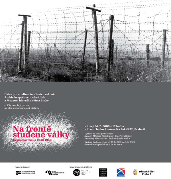 Pozvánka na zahájení výstavy Na frontě studené války (Muzea hl.m. Prahy, 24.2.2009)