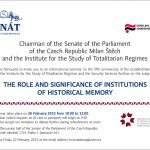 Invitation to the international seminar “The Role and Significance of Institutions of Historical Memory” (Prague, Senate of the Parliament of the Czech Republic , 02/26/2013)