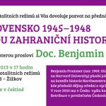 Pozvánka na přednášku Benjamina Frommera: Československo 1945-1948 z pohledu zahraniční historiografie (Praha, ÚSTR, 28.03.2013)