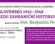 Pozvánka na přednášku Benjamina Frommera: Československo 1945-1948 z pohledu zahraniční historiografie