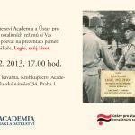 Pozvánka na prezentaci knihy Legie, můj život (Praha, kavárna Knihkupectví Academia, 11.12.2013 od 17.00)