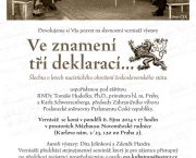 Pozvánka na vernisáž výstavy a seminář Ve znamení tří deklarací… Šlechta v letech nacistického ohrožení československého státu