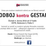 Pozvánka na filmový seminář Odboj kontra gestapo (Praha, ÚSTR, 4.6.2015)