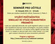 Využití počítačových simulací ve výuce humanitních předmětů – seminář pro učitele