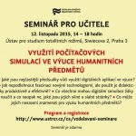 Pozvánka na seminář pro učitele Využití počítačových simulací ve výuce humanitních předmětů (Praha, ÚSTR, 12.11.2015, 14.00–18.00 )