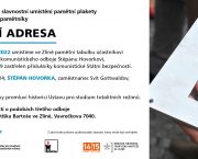 Zveme na umístění další tabulky Poslední adresy, tentokrát ve Zlíně